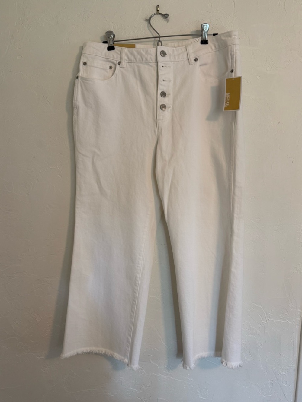 Michael Kors Selma Cropped Flare Optic White Jeans 12 NWT